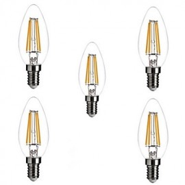 pcs E14 4 W 4 COB 400 lm Blanc Chaud C35 Edison Vintage Ampoules à Filament LED V