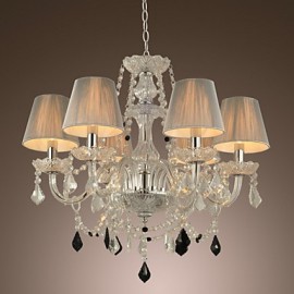 Lustre en cristal de luxe moderne, 1 étage, 6 lumières