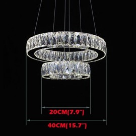 LED lustre en cristal lumières éclairage moderne deux anneaux D2040 K9 grands luminaires de plafond en cristal pour la maison