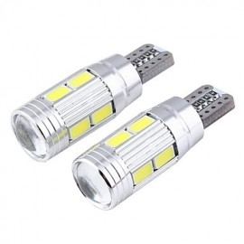 T10 3W 300lm 6000k 10-SMD 5730 LED Lampe de largeur de miroir convexe d'astigmatisme blanc (12V / 2 PCS)