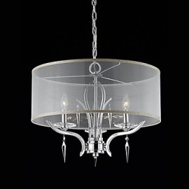 Suspension moderne en cristal 60 W avec 3 lumières et abat-jour en PVC semi-transparent