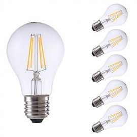 Ampoules à Filament LED 4W E27 A60 4 COB 400 lm Blanc Chaud Décoratif 220-240V 6 pcs