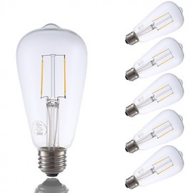 Ampoules à Filament LED 2W E26 ST21 2 COB 220 lm Blanc Chaud Intensité Variable / Décorative V 6 pcs