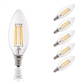 3,5W E12 Ampoules à Filament LED B10 COB 350 lm Blanc Chaud Intensité Variable / Décorative V 6 pcs