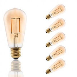 Ampoules à Filament LED E27 ST58 COB 180 lm Ambre Décoratif V 6 pcs Ampoule Style Edison