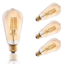 Ampoules à filament LED 3,5W E26 ST21 COB 300 lm Ambre Intensité variable / Décorative V 4 pcs