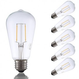 Ampoules à Filament LED 2W E26 ST19 2 COB 220 lm Blanc Chaud Intensité Variable / Décorative V 6 pcs