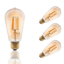 Ampoules à filament LED 3,5W E26 ST19 COB 300 lm Ambre Intensité variable / Décorative V 4 pcs