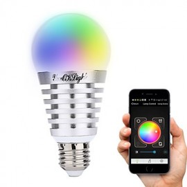 Ampoule multicolore à intensité variable E26/E27, lampe contrôlée par application, éclairage de décoration de la maison pour IOS et Android AC100-240V