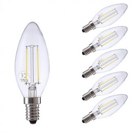 Ampoules à Filament LED 2W E14 B35 2 COB 250 lm Blanc Chaud / Blanc Froid V 6 pcs