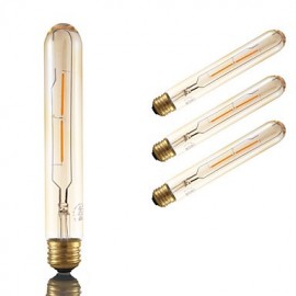 Ampoules à Filament LED 2W E26 T10L 2 COB 160 lm Ambre Intensité Variable / Décorative V 4 pcs