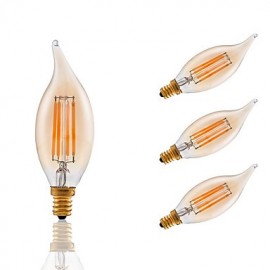 Ampoules à filament LED 3,5W E12 CA10 COB 300 lm Ambre Intensité variable / Décorative V 4 pcs