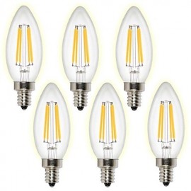 Bonne qualité Ampoules à Filament LED C35 4W E14 4 COB 400 lm blanc chaud/blanc froid V 6 pièces