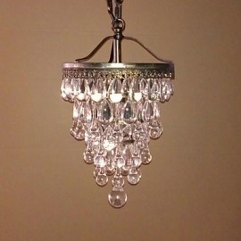 Luminaire suspendu moderne en perles de cristal 60 W avec 1 lumière et luminaire de couleur antique