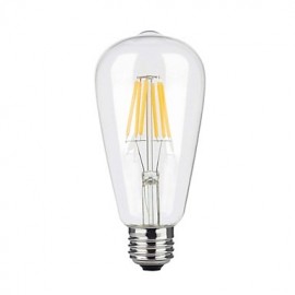 6W E26/E27 Ampoules à Filament LED ST64 6 COB 600 lm Blanc Chaud Dimmable V 1 pcs