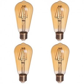 Ampoules Globe LED 4W E26/E27 ST64 4 COB 380 lm Blanc Chaud Intensité Variable Décorative V 4 pcs