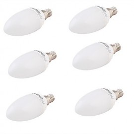 pièces E14 4W 6*5730 320LM 3000K lampe à bougie en céramique blanc chaud (AC85-265V)