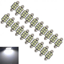 20 pièces feston 36mm 1.5W 6x5050SMD 100-150LM 6000-6500K lumière blanche froide LED lumière de voiture (DC 12V)