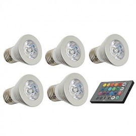 Spot LED 3W E26/E27 1 150 lm Télécommandé / Décoratif V 5 pcs