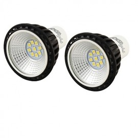 Projecteur LED GU10 5W 450LM 6000K blanc 9-2835 SMD, 2 pièces, noir + blanc (AC 100 ~ 240V)