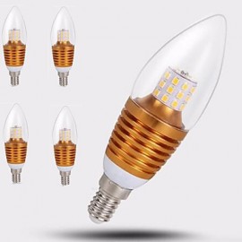 pièces coquille d'or 7W E14 SDM2835 35LED couleur chaude filetage LED bougie ampoule Led lustre lampes AC220-240V