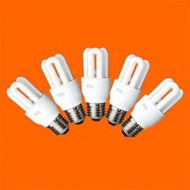 ampoules CFL E26/E27 T3 3U 8W 300LM 6500K, lumière blanche froide (AC220V)