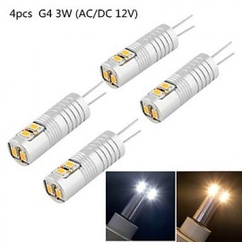 pièces G4 2W 180lm 3000/6000K 6 * SMD3014 LED perle de lampe en cristal de maïs (AC/DC12V)