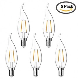 pcs E14 2 W 2 COB 200 lm Blanc Chaud C35 Edison Vintage Ampoules à Filament LED V