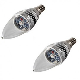 2PCS E14 3W Ampoule de Bougie LED Télécommandée Lumière Colorée 240lm - Argent (AC 85265V)