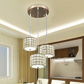 Lampe suspendue en cristal LED pour salle à manger, 3 lumières simples, 24W, luminaire décoratif d'intérieur, idéal pour un restaurant