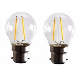 2PCS 2W B22 Ampoules à Filament LED G45 2 COB 200 lm Blanc Chaud Intensité Variable V