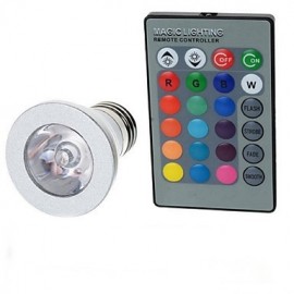 E27 85 V-265 V 100-200Lm 3 W coloré RGB télécommande LED RGB projecteurs lumières tasse argent