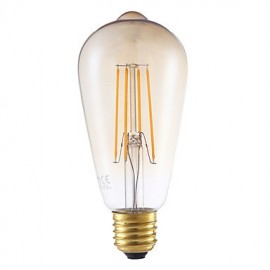 Ampoules à filament LED 4W E27 ST64LF 4 COB 350 lm Ambre Intensité variable / Décorative V 1 pcs