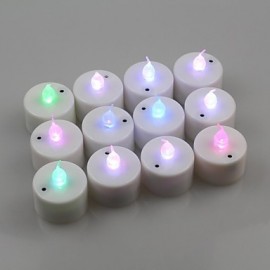 12 pièces couleur changeante contrôle du son LED bougies chauffe-plat à piles pour fête de mariage (DC4.5V)