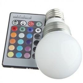 Ampoule LED E27 3W RVB avec télécommande (AC 100-220V) 400LM