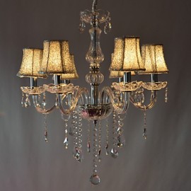 Lustre de luxe moderne à 6 lumières avec décoration en cristal