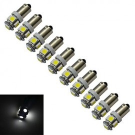 10 pièces BA9S 1W 5X5050SMD 70-100LM 6000-6500K lumière de voiture LED blanc froid (DC 12V)