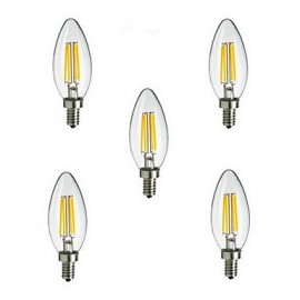 pièces E14 4W 400LM blanc chaud/froid 360 degrés Edison Filament lumière LED ampoule de bougie (85-265V)