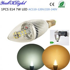 Bougie LED E14 7W 500lm 3500/6500K 28 * SMD2835, Super luminosité, haute qualité, AC110-120V/220-240V, 1 pièce