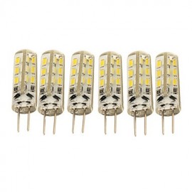 6 pièces G4 1.5W 24 * SMD3014 90LM ampoules de maïs LED blanc chaud blanc froid (DC12V)