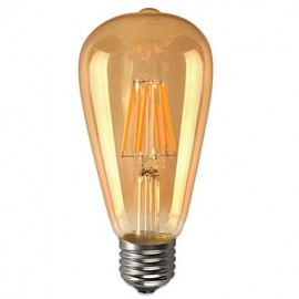 6W E26/E27 Ampoules Globe LED ST64 6 COB 580 lm Blanc Chaud Décoratif Étanche 1 pcs