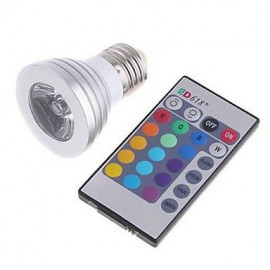 Lampe RVB 3W haute puissance et haute luminosité, couleur, télécommande infrarouge, variateur d'éclairage LED (AC 85-265V)