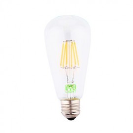 6W E26/E27 Ampoules à Filament LED ST64 6 COB 500-600 lm Blanc Chaud Décoratif / 1 pcs