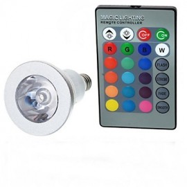 E14 85 V-265 V 100-200Lm 3 W coloré RGB télécommande LED RGB projecteurs lumières tasse argent