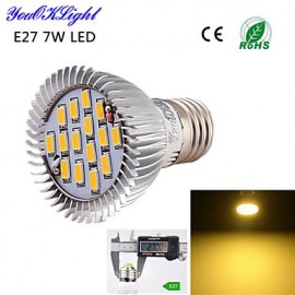 Projecteur LED E27 7W 600lm 15 * SMD5630, blanc chaud 3000K, haute qualité (AC110-120V/220V-240V), 1 pièce