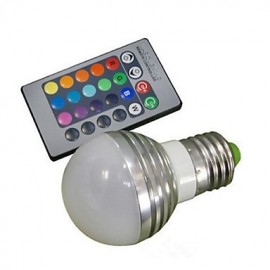 E27 85V-265V 100-180Lm 3W RGB Télécommande LED Ampoules colorées