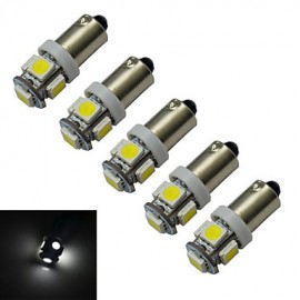 5 pièces BA9S 1W 5X5050SMD 70-100LM 6000-6500K lumière de voiture LED blanc froid (DC 12V)