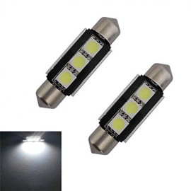 2 pièces feston 39mm 1W 3x5050SMD 60-70LM 6000-6500K lumière blanche froide LED lumière de voiture (DC 12V)