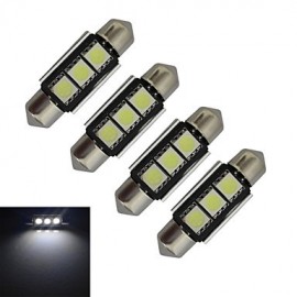 4 pièces feston 36mm 1W 3x5050SMD 60-70LM 6000-6500K lumière blanche froide LED lumière de voiture (DC 12V)