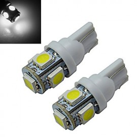 pièces T10 1W 5X5050SMD 70-90LM 6000-6500K lumière de voiture LED blanc froid (DC 12V)